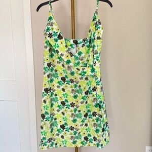 NWT ADL brand Floral Green and Yellow Mini Dress